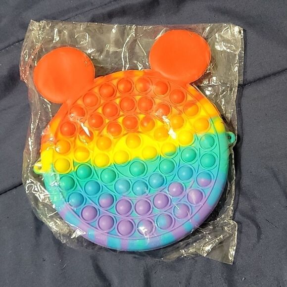 Rainbow Mouse Pop Fidget Purse with Metal Chain - Picture 3 of 3